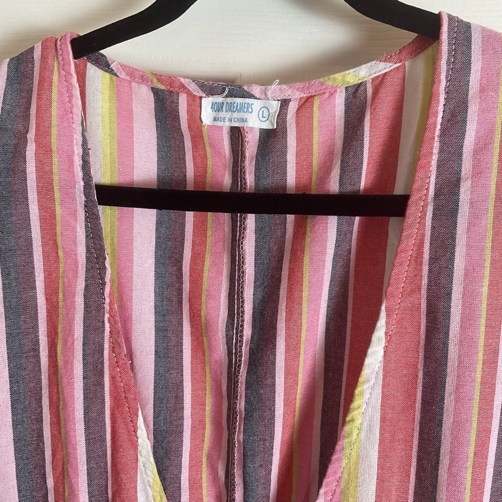 4Our Dreamers Anthropologie Striped V-Neck Maxi Dress Size Large - Picture 4 of 11